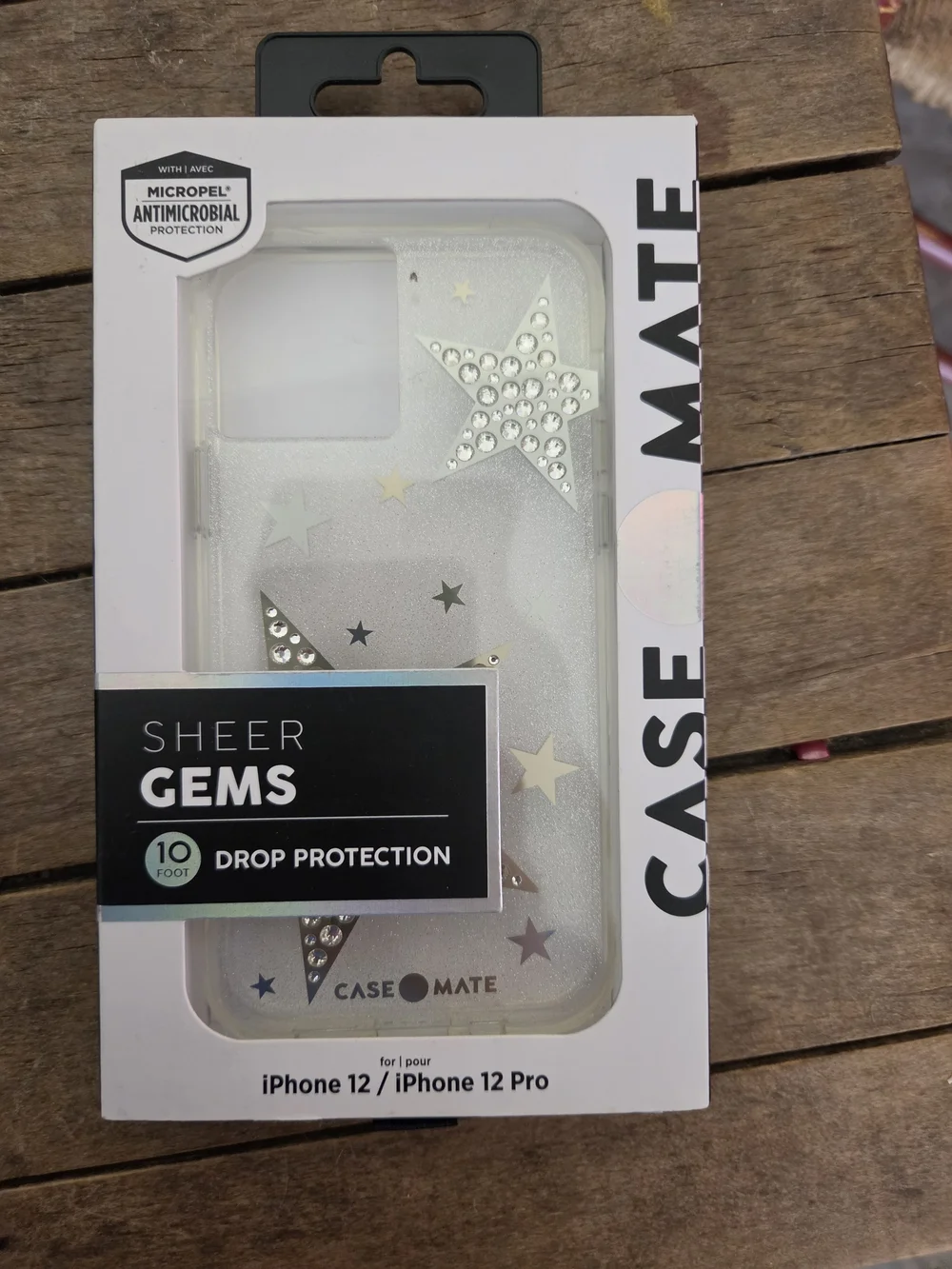 case-mate Sheer Gems iPhone 12/12 Pro Case - Clear with Silver Star Gems